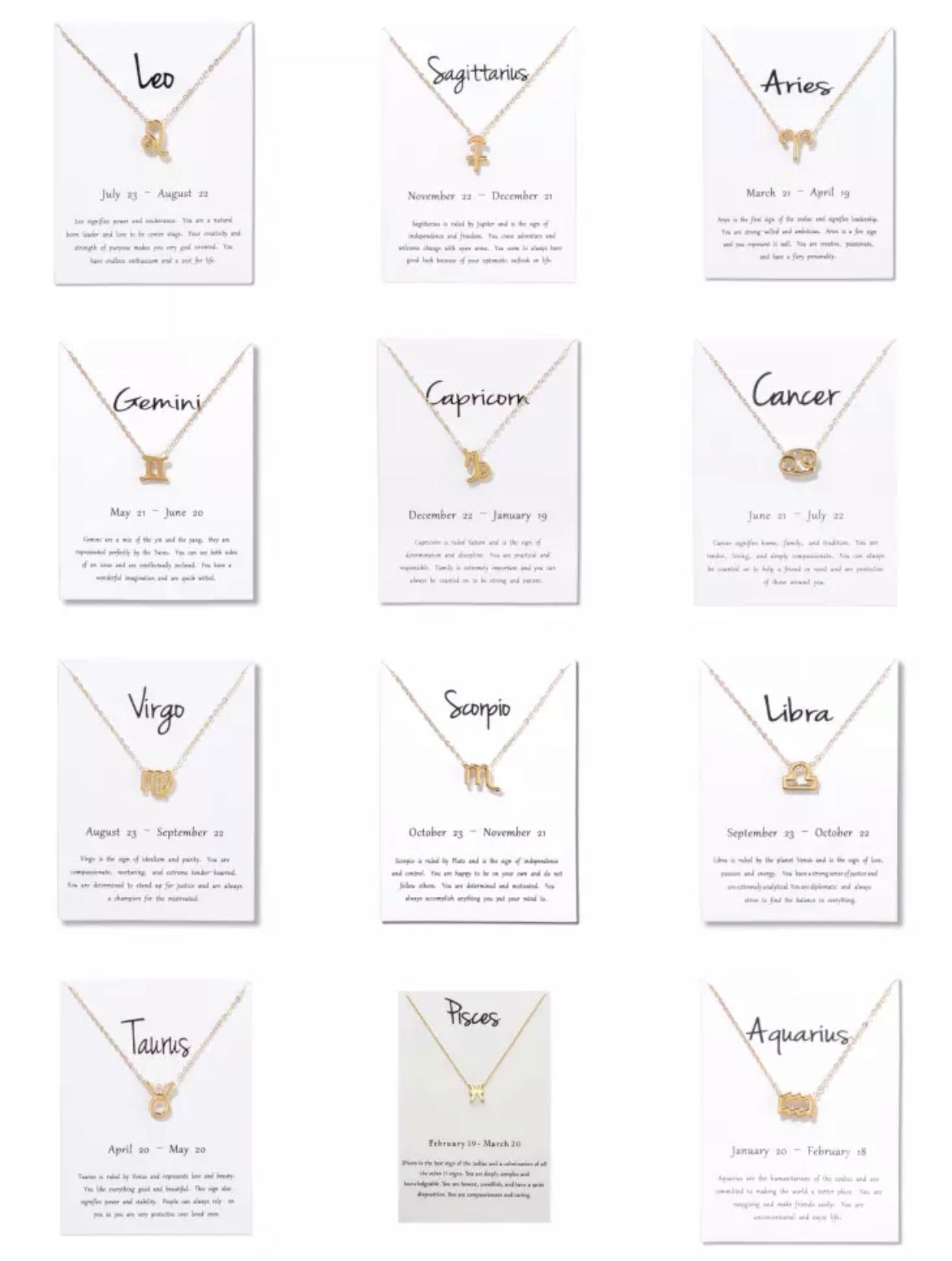 Zodiac Pendant Necklace